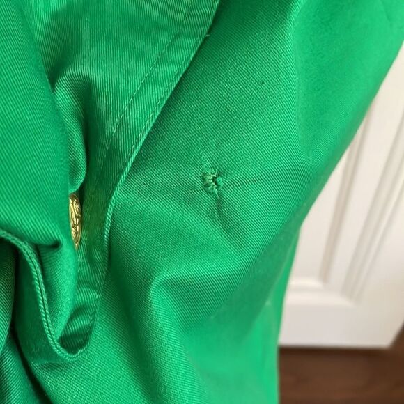 Vintage‎ 80s Linda Lewis green cotton military style long jacket or coat dress - Picture 6 of 11